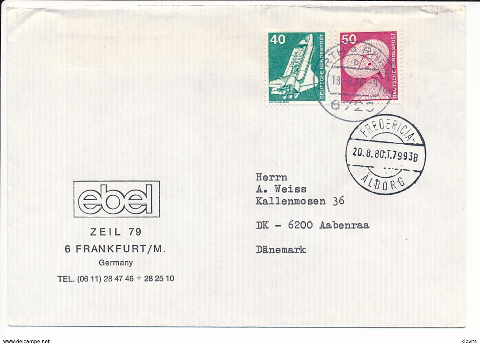 Postbureauvogn TPO Travelling Post Office Postzug Postmark - 20 August 1980 Fredericia - Ålborg T 7993 B - Covers & Documents