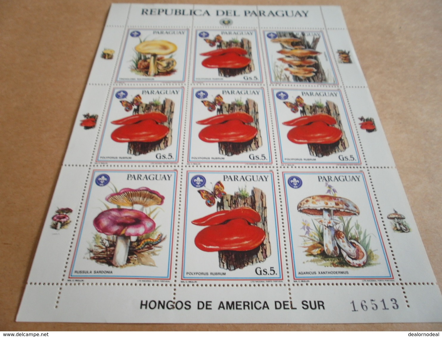 Sheetlet Paraguay 1986 Mushrooms Of South America Hongos - Paraguay