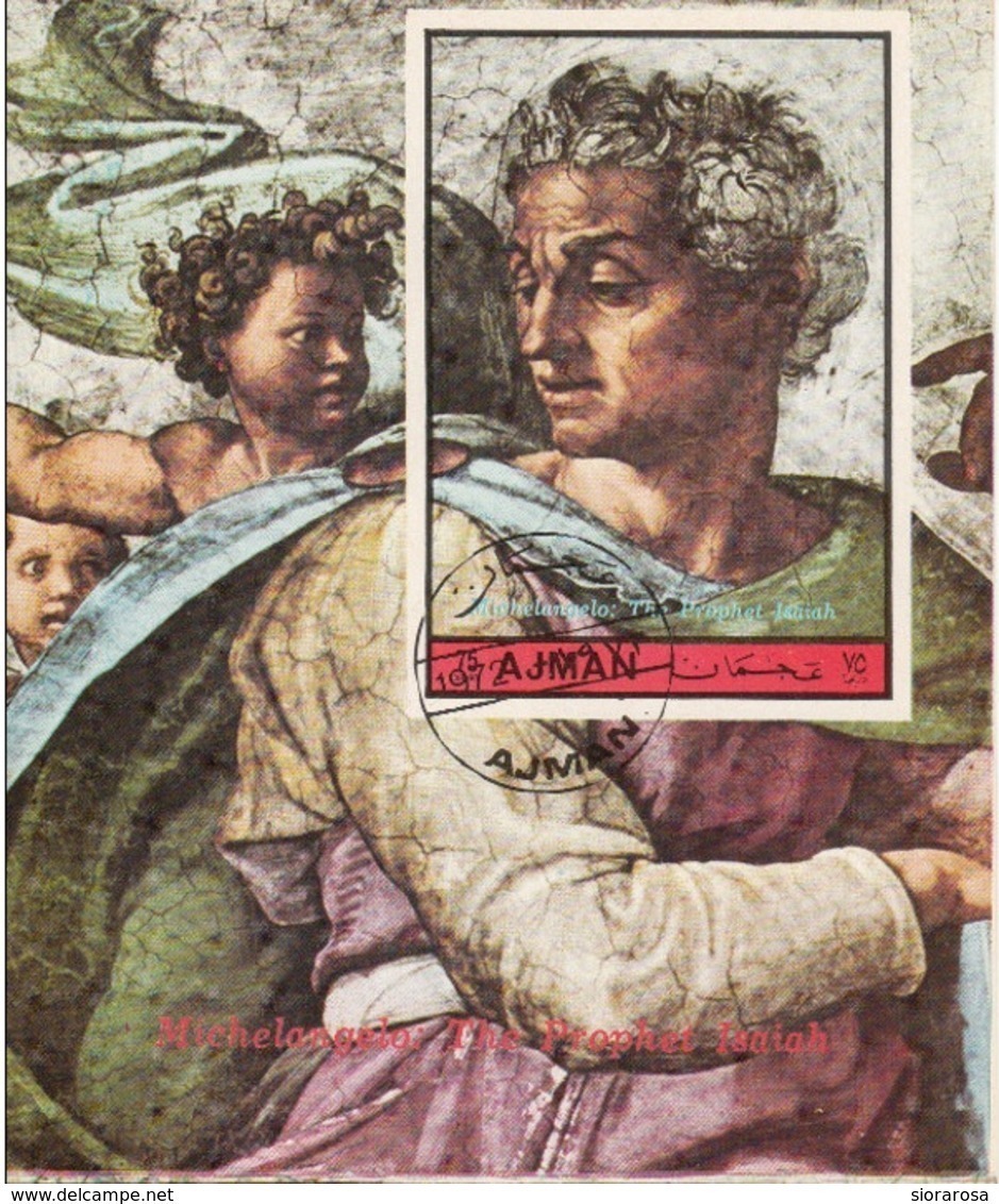 Ajman 1972 " Profeta Isaia " Affresco Dipinto Da Michelangelo Buonarotti Nuovo Imperforato Painting - Ajman
