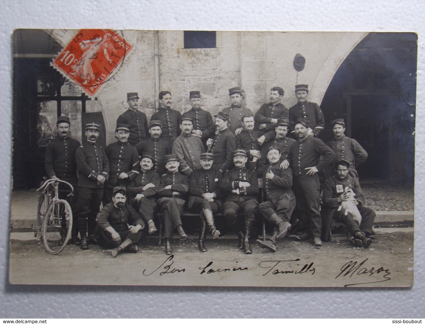 Rèf:PM - CPA//CP - MONTFLANQUIN - Troupe De Militaire Pour Photo De Groupe - Monflanquin