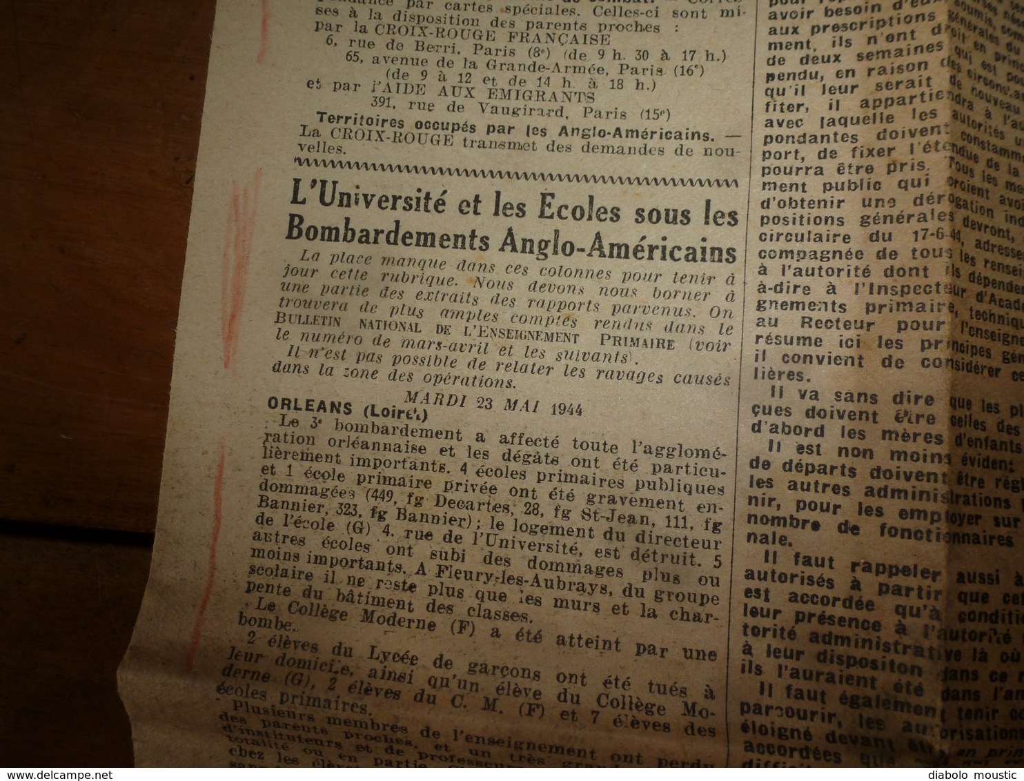 1944 INFO-UNI :Terrible Tragédie De La France Sous Les Bombardements Anglo-am. (Mayenne,Ploermel,Château-Gontier,etc) - Other & Unclassified