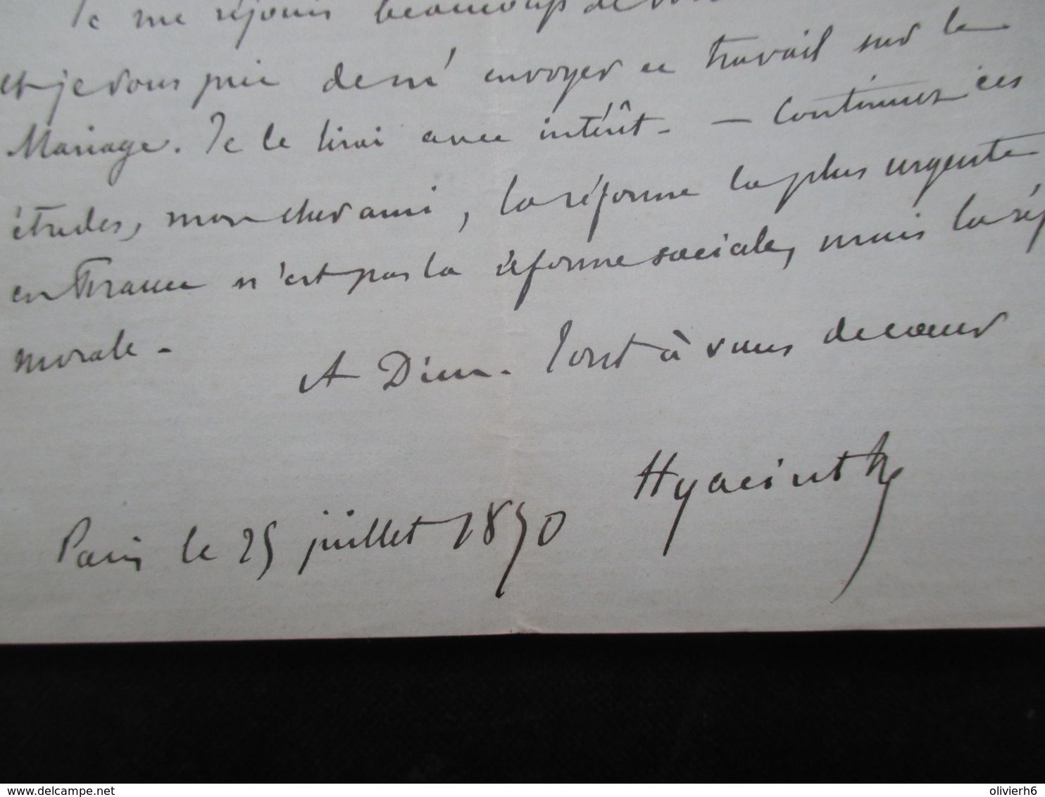 COURRIER AUTOGRAPHE (V1907) CHARLES LOYSON Dit PèRE HYACINTHE (4 Vues) 25 Juillet 1870 - Autres & Non Classés