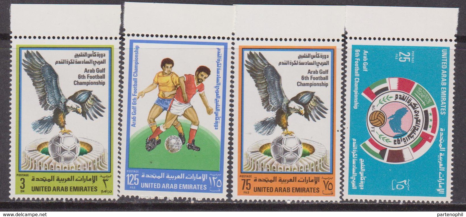 UAE 1982 ** Mi.148/51 CALCIO FOOTBALL SOCCER SPORT AQUILA EAGLE  MNH - Emirati Arabi Uniti