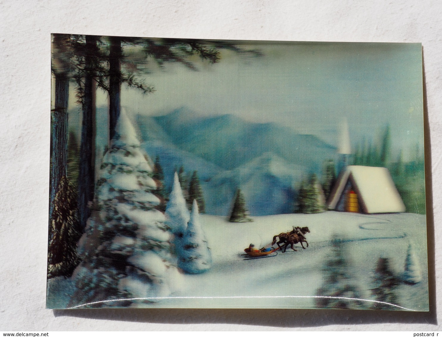 3d 3 D Lenticular Stereo Postcard Winter View   A 190 - Stereoscope Cards