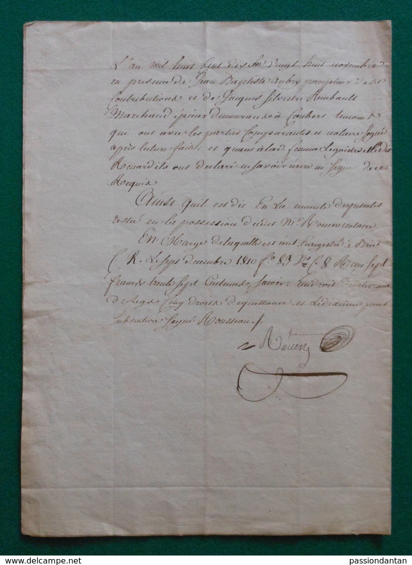 Manuscrit Daté De 1810 - Coubert - Choisy Le Roi - Solers - Soignolles En Brie - Manuscripts