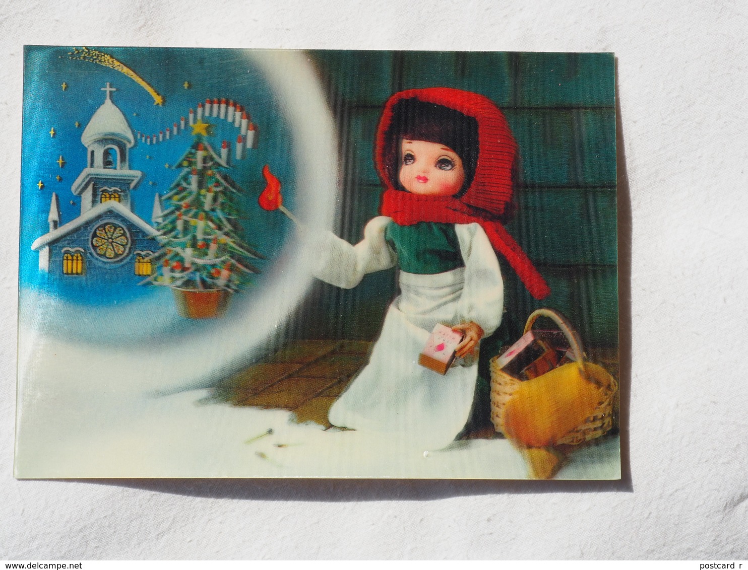 3d 3 D Lenticular Stereo Postcard Little Match Girl 1975   A 190 - Cartoline Stereoscopiche