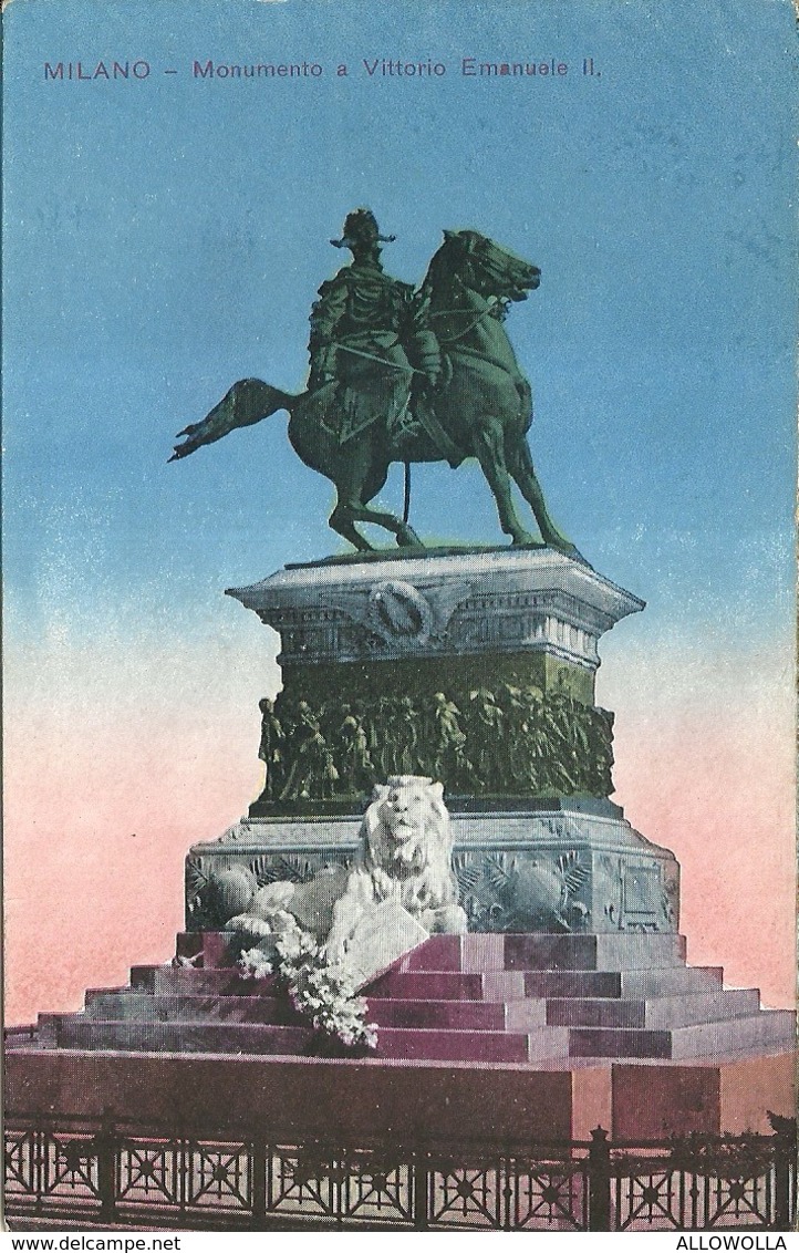 3947 "MILANO-MONUMENTO A VITTORIO EMANUELE II" CARTOLINA POS. ORIG. SPED. 1916 - Milano (Milan)