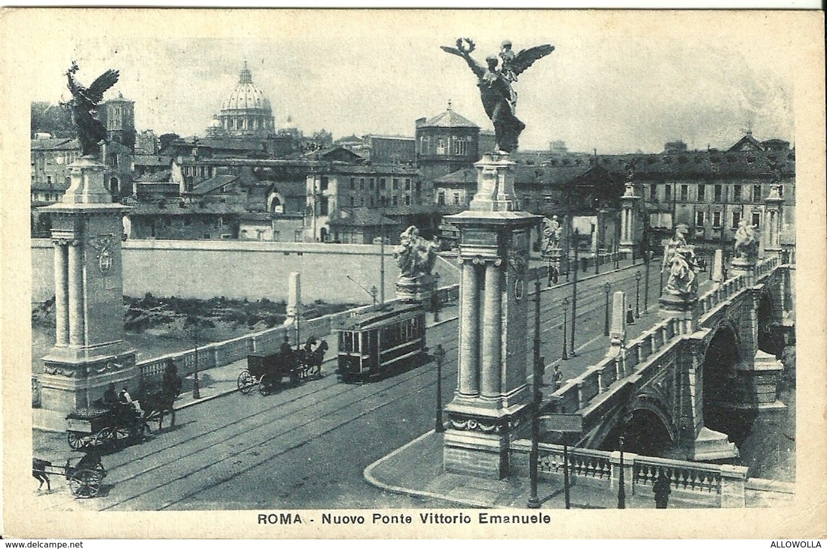 3948 "ROMA-NUOVO PONTE VITTORIO EMANUELE"ANIMATA-TRAMWAY-CARROZZE CARTOLINA POS. ORIG. SPED. 1926 - Ponts