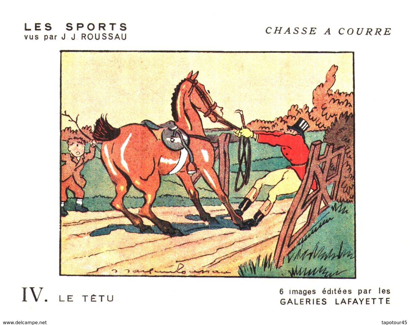 Sp CC G L/  Buvards Les Sports "Chasse A Courre"   Galeries Lafayette (Format 18 X 14) (N= 4) - Sports