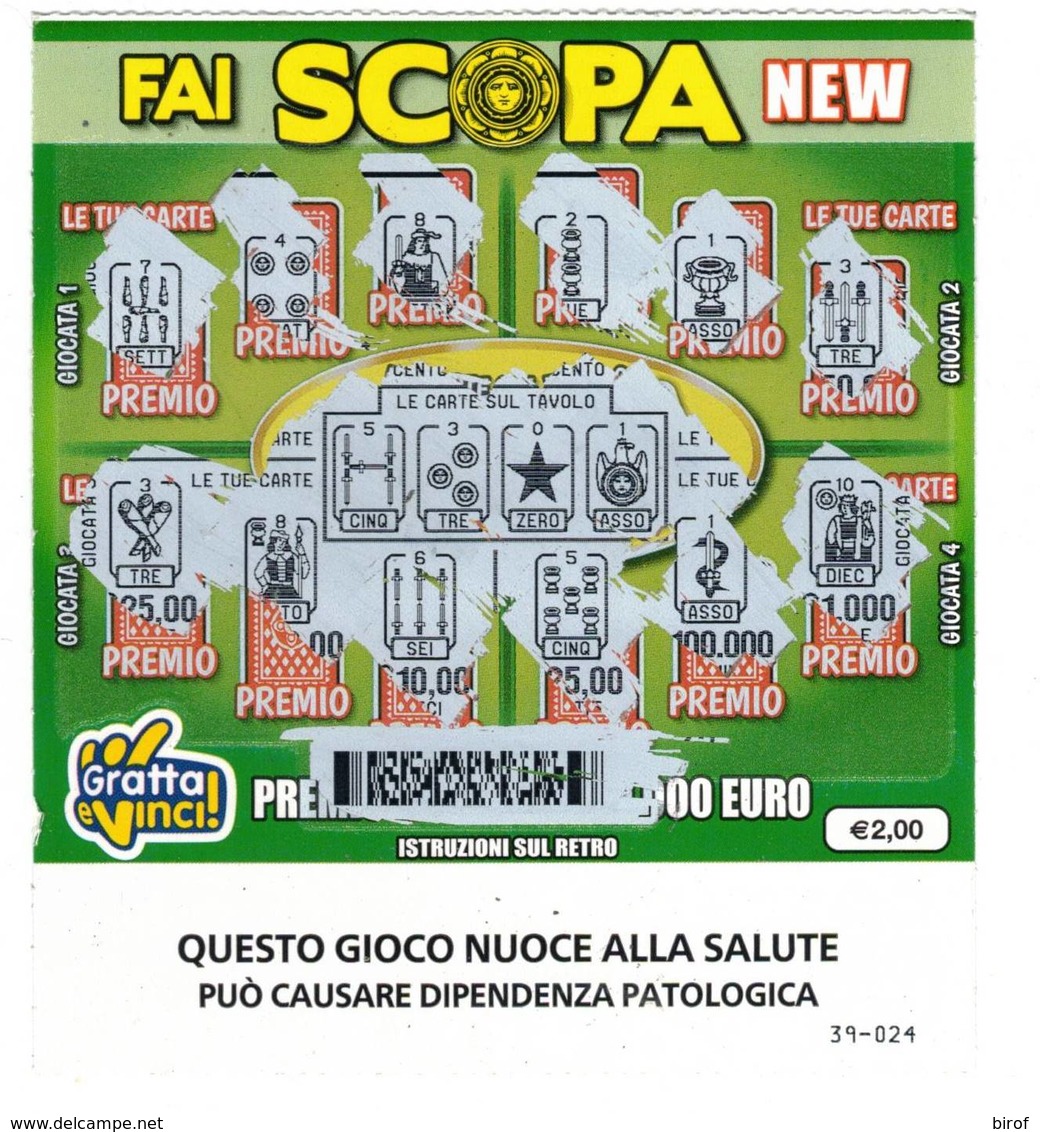 GRATTA E VINCI   - FAI SCOPA NEW DA €2.00 - USATO (SERIE STELLA NUOCE ALLA SALUTE) - Biglietti Della Lotteria