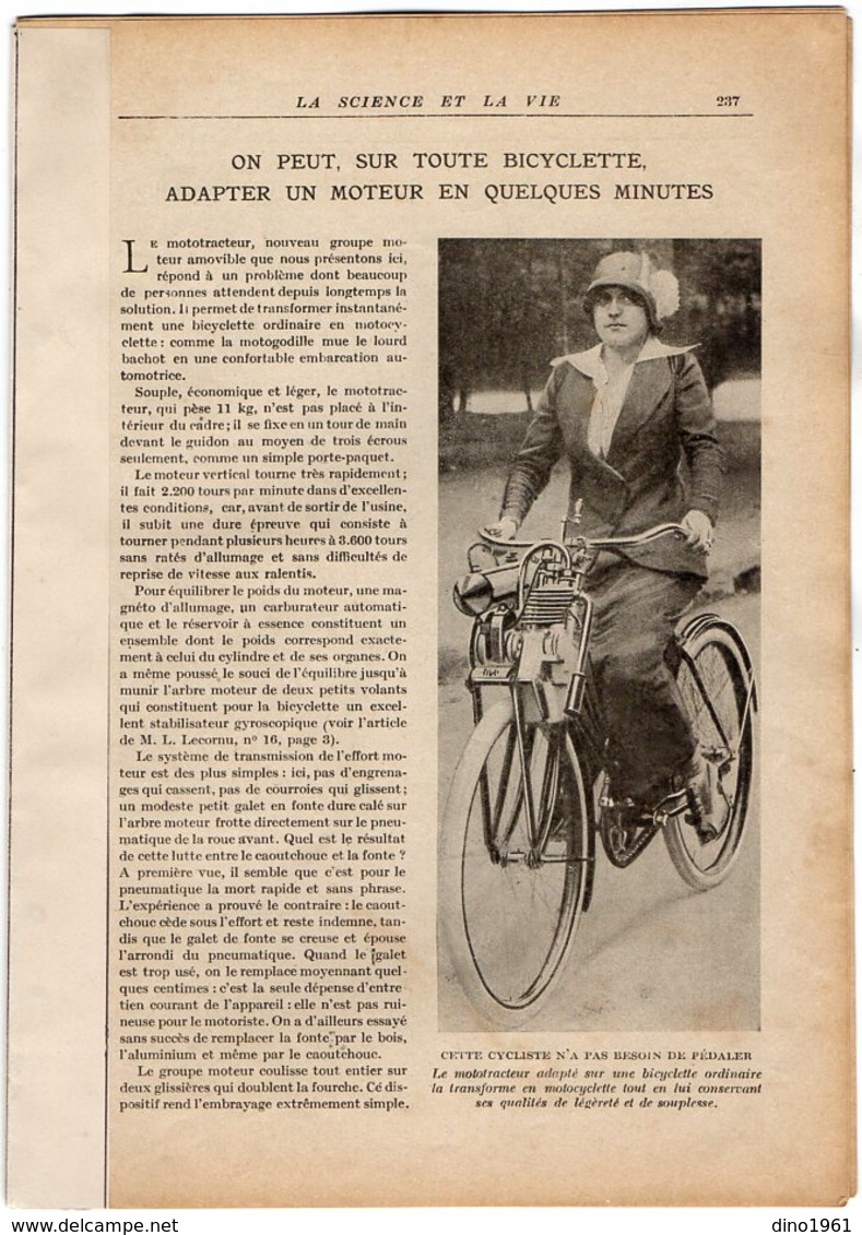 VP14.969 - Sports - Extrait De La Revue La Science Et La Vie : Le Moto Tracteur & Quelques Aspects Du Circuit De LYON - Livres