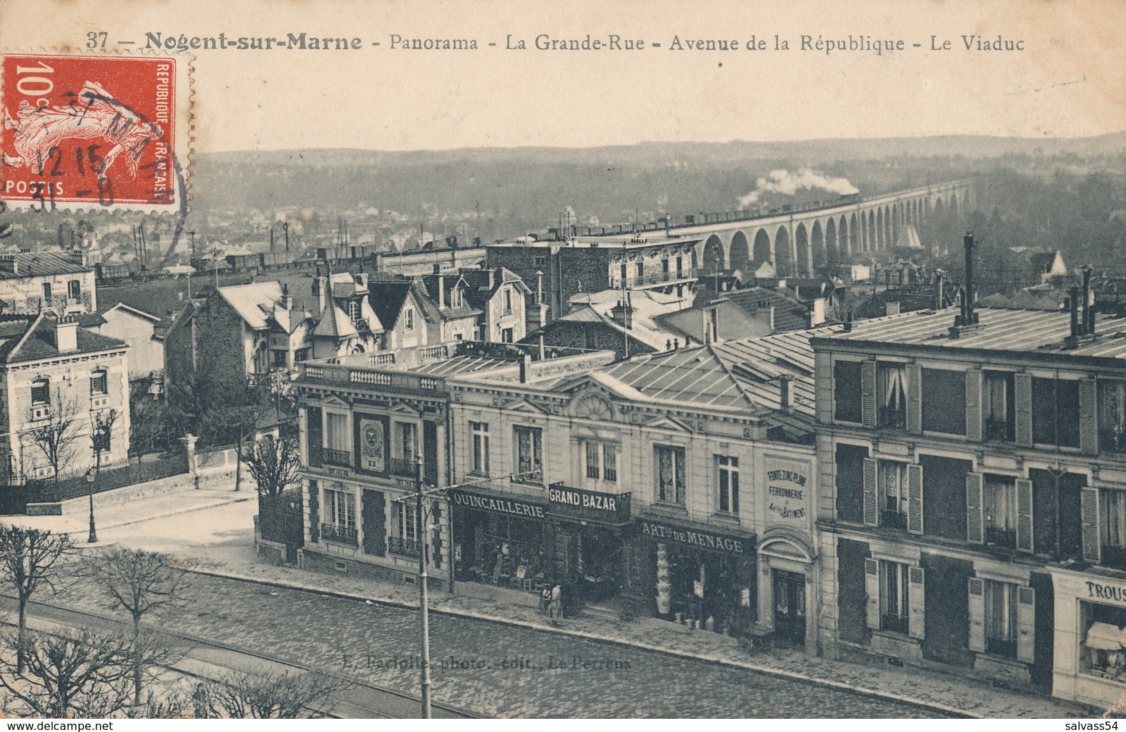 94) NOGENT-SUR-MARNE : La Grande Rue - Panorama - Avenue De La République (1909) - Nogent Sur Marne