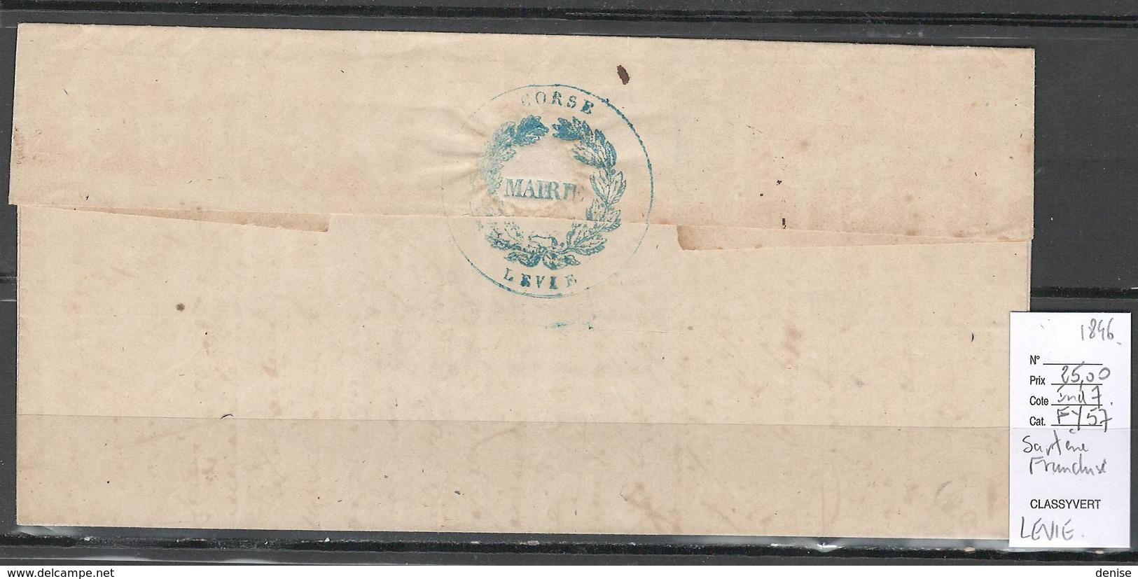 France - Lettre De SARTENE -LEVIE - Corse-  1846 - Franchise - 1801-1848: Précurseurs XIX