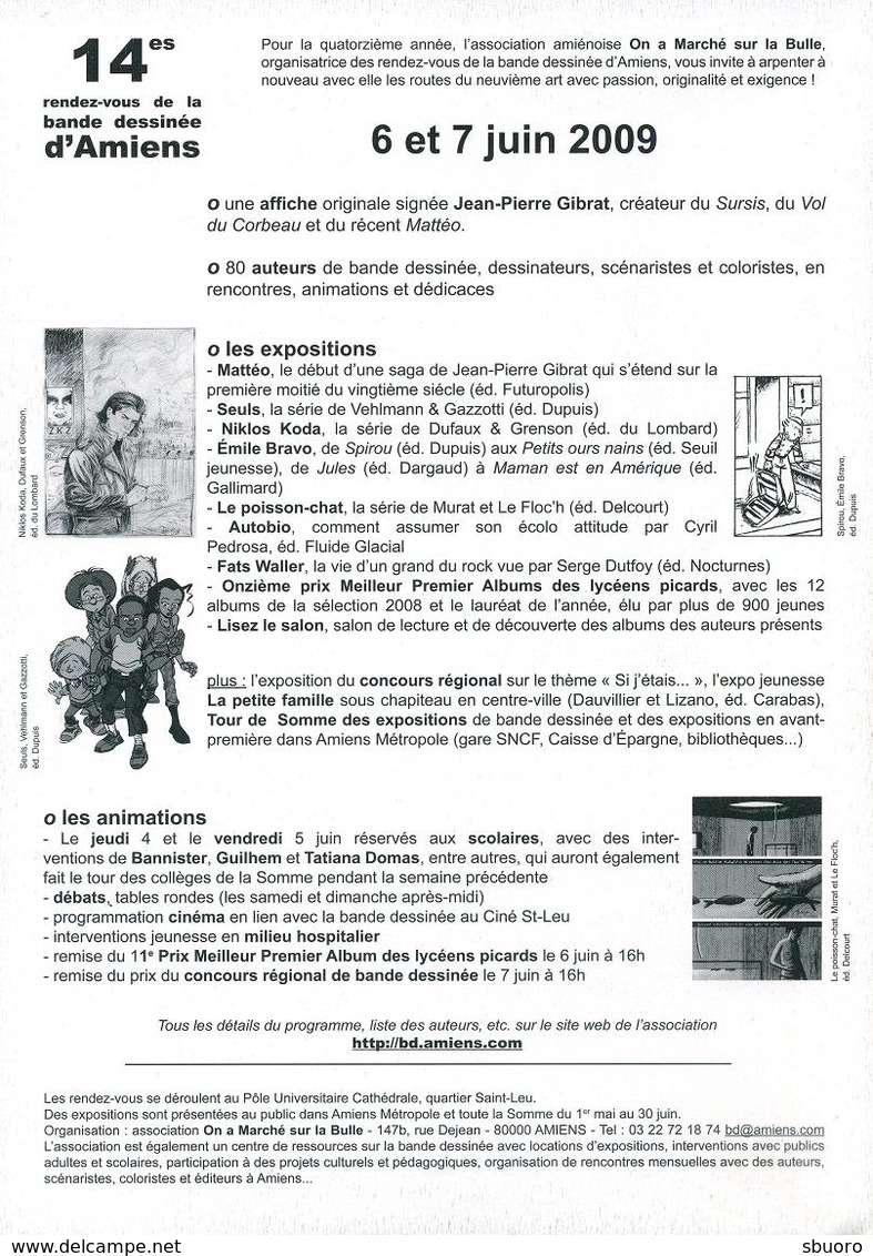 Flyer Format A4 En Papier Ex-libris Illustré Par Gibrat Pour RDV BD D'Amiens 2009 (voir Recto Et Verso) XL Collector - Illustrateurs G - I