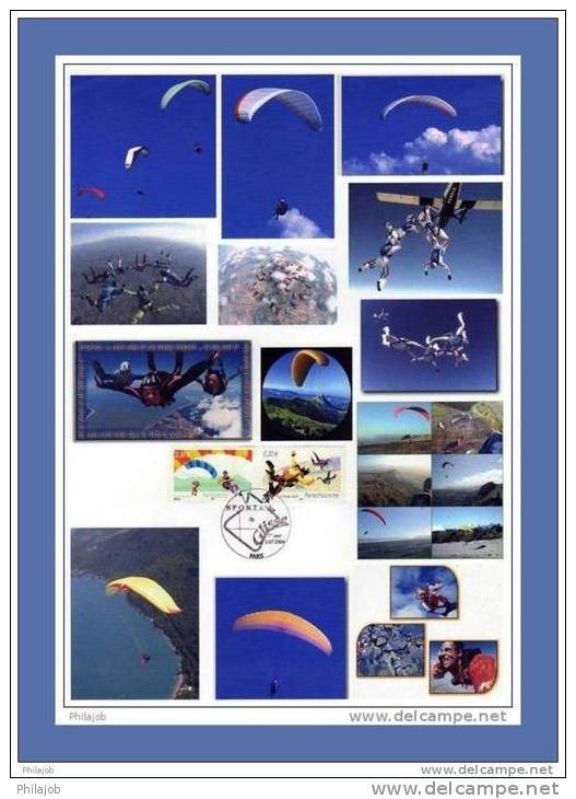 2004 : A4 1° Jour  " PARACHUTISME ET PARAPENTE " Avec Les N° YT 3692 Et 3697. - Paracaidismo