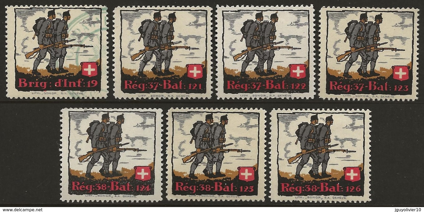 Suisse WWI Vignette Militaire Soldatenmarken LANDWEHR 1914-18 Fine H (except 1st Stamp Used) - Vignettes