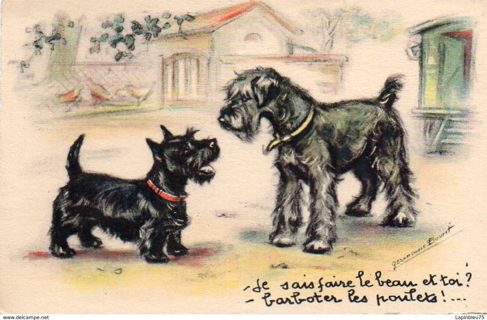 CPA Illustrateurs Germaine Bouret Sais Faire Beau Barboter Poulets Chiens - Bouret, Germaine