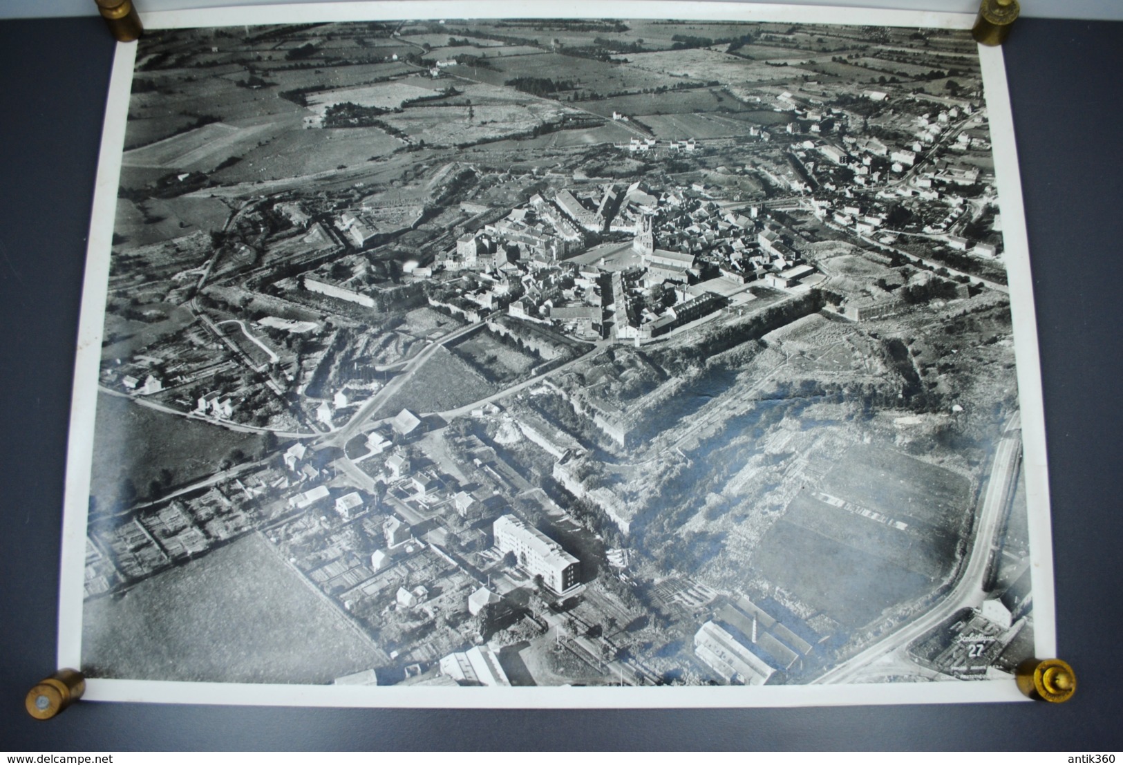 Grande Photo Aérienne Panoramique Fortification De ROCROI Etoile VAUBAN Circa 1960 Photographie Ancienne - Lieux