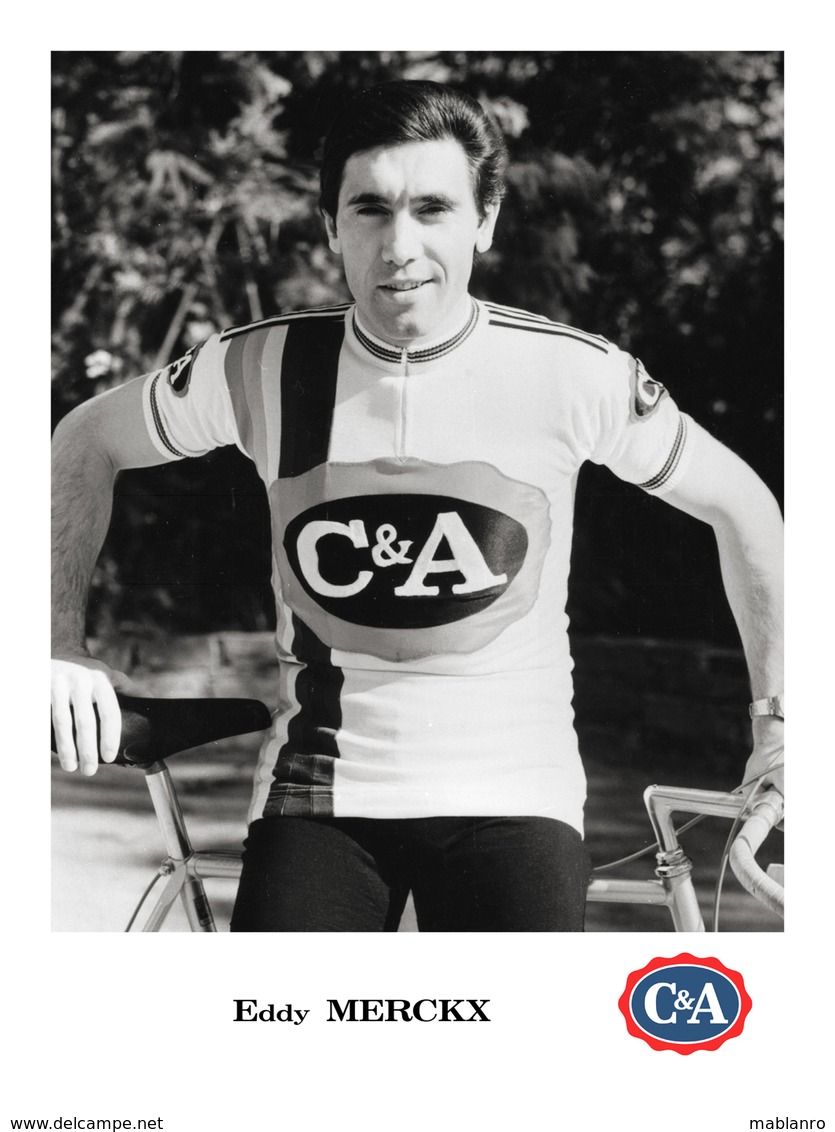 PHOTO RIGIDE FORMAT 18 X 24 GRAND CALITÉ EDDY MERCKX TEAM C & A 1978 - Cyclisme