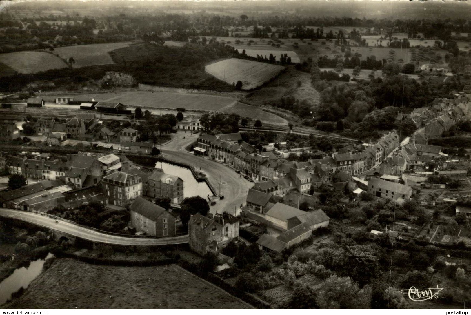 PLANCOET VUE GENERALE AERIENNE DU QUARTIER DE LA GARE Francia  France Frankreich - Plancoët