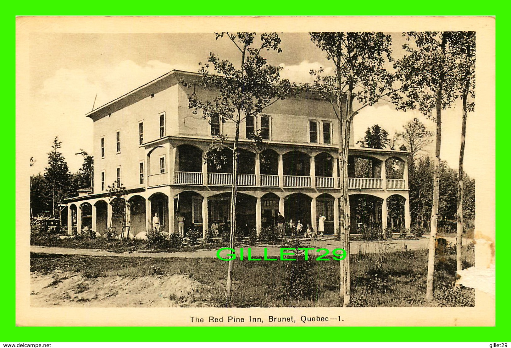 BRUNET, QUÉBEC - ANCIEN MONT-LAURIER EN 1923 - THE RED PINE INN, THE BEACH, ANIMATED - PHOTOGELATINE ENGRAVING CO - - Other & Unclassified