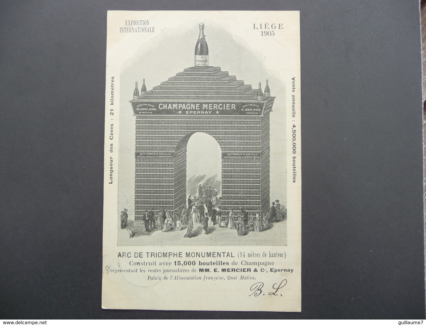 CPA - Champagne Mercier, Epernay - Expo Internationale Liège 1905 - Arc De Triomphe Monumental Avec 15.000 Bouteilles - Werbepostkarten