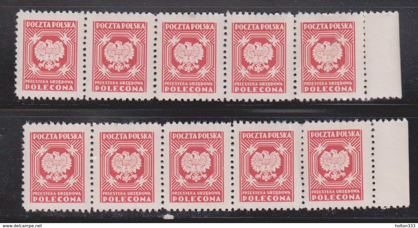 POLAND Scott # O28 MNH - 2 Strips Of 5 - 1 Stamp Creased - Unused Stamps