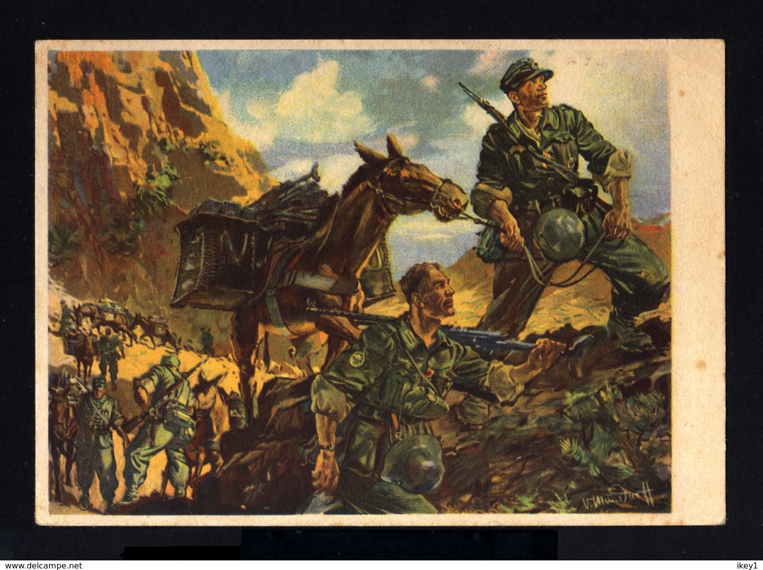 3899-GERMAN EMPIRE-MILITARY PROPAGANDA POSTCARD GERMAN SOLDIER In ACTION.WWII.DEUTSCHES REICH.POSTKARTE.carte Postale - Briefe U. Dokumente