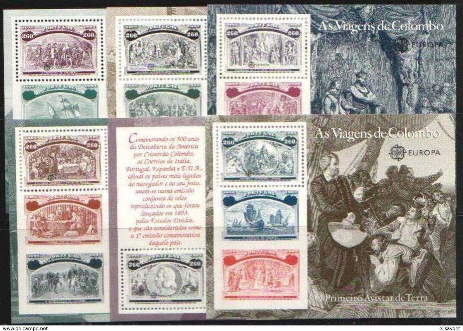 Portugal  CEPT 1992 Yvertn° Bloc 85-90 *** MNH Cote 42,00 Euro Europa Christophe Colomb Columbus - Blocs-feuillets