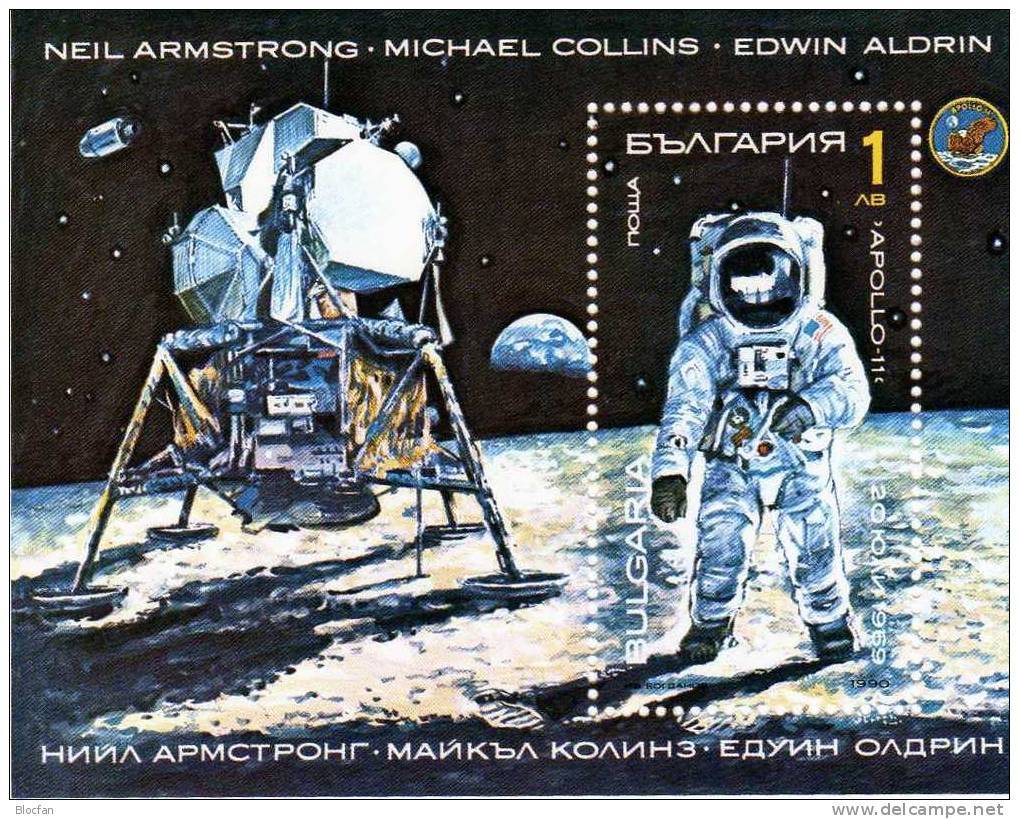 Mondlandung 1969 Bulgarien 3876+Block 213 ** 4€ Raumfahrt Der USA Amstrong Auf Dem Mond S/s Bloc M/s Sheet Bf Space - United States