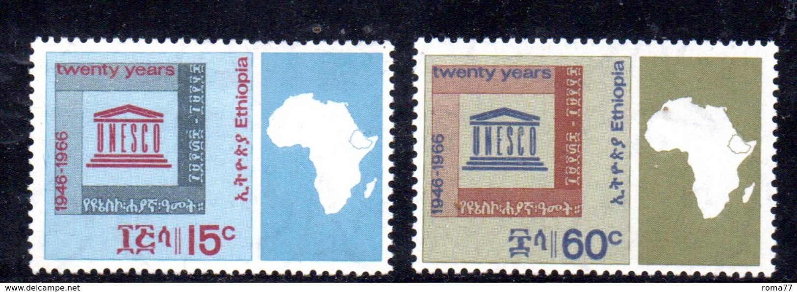 ETP203 - ETIOPIA 1966 ,  Serie Yvert N. 474/475  ***  MNH (2380A)  Unesco - Etiopia