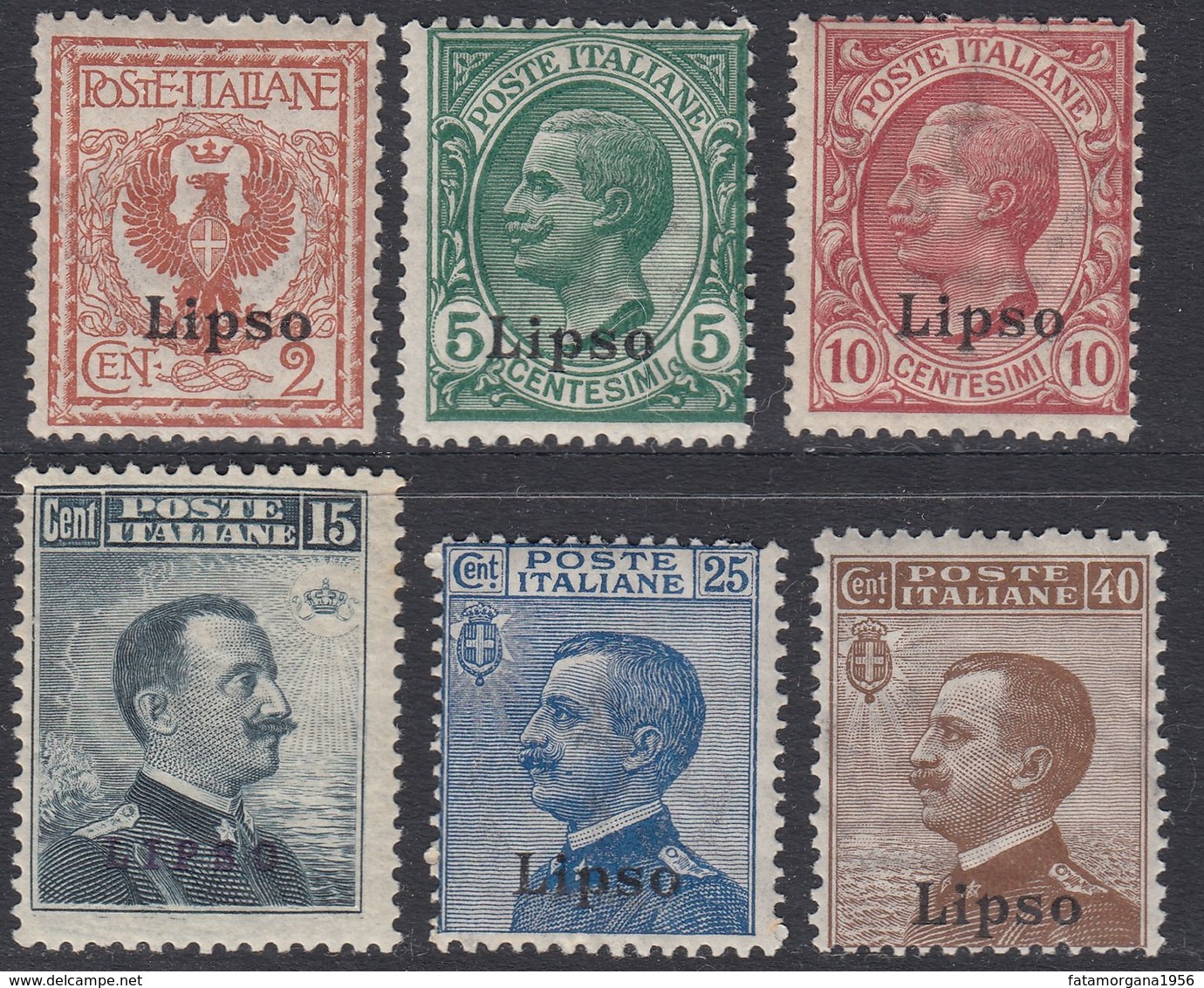 ITALIA - LIPSO - 1912 - Lotto Di 6 Valori Nuovi Non Linguellati: Unificato 1/6. - Egée (Lipso)