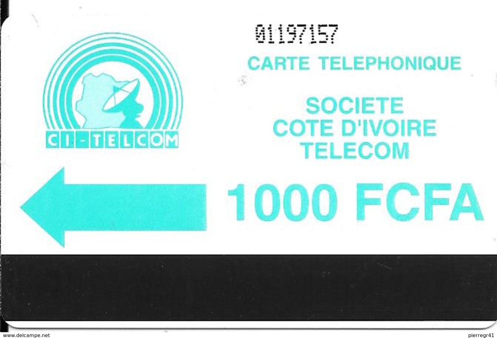 CARTE MAGNETIQUE-COTE IVOIRE-AUTELCA-1000 FCFA-VERTE-TBE-RARE - Costa De Marfil