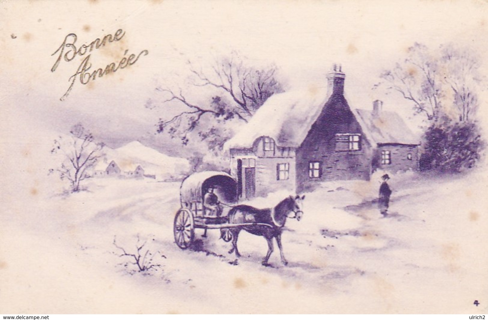 AK Bonne Année - Dorf Pferdekutsche Winter - 1943 (41434) - New Year