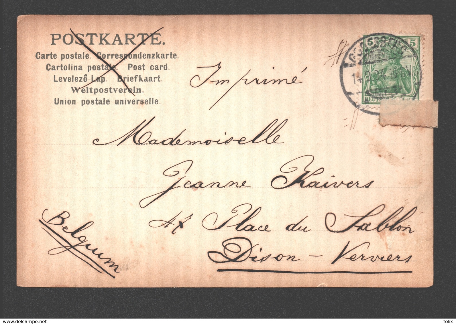 Lahnstein - Burg Lahneck Mit Der Lahn-Mündung - Single Back - 1904 - Lahnstein