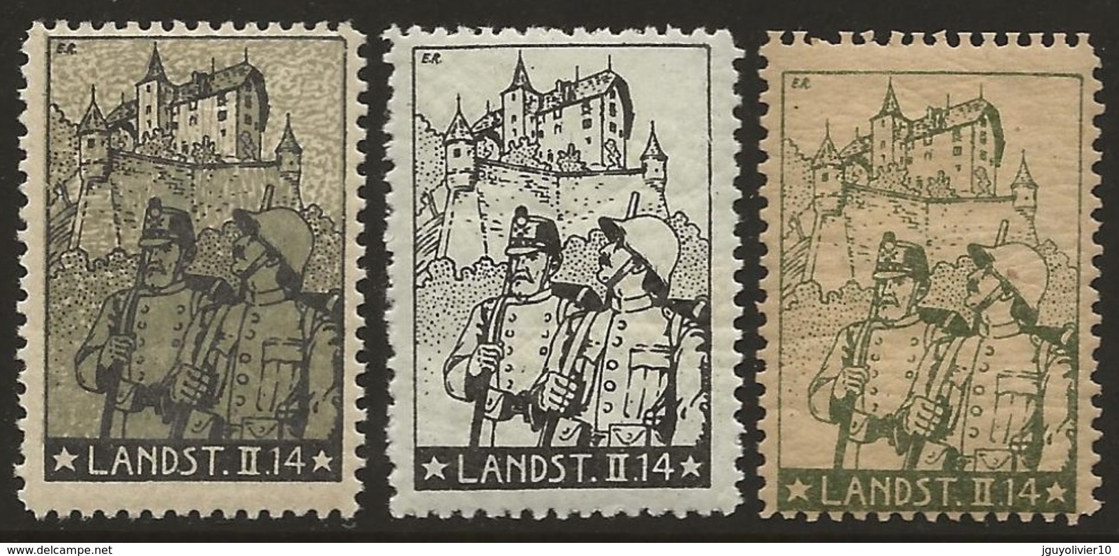 Suisse WWI Vignette Militaire Soldatenmarken LANDSTURM / HOME GUARD 1914-18 Fine H. 3 Diff. - Vignettes
