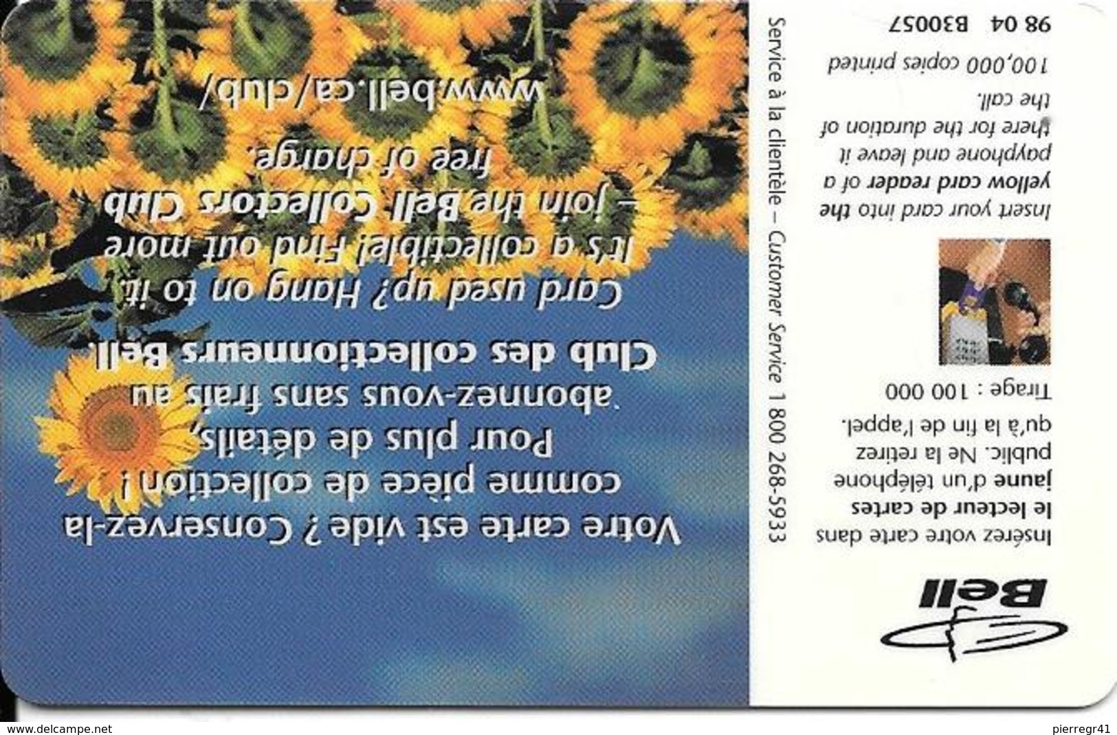 CARTE-PUCE-CANADA-BELL-8$-LA PUCE-TOURNESOL-TBE - Canada