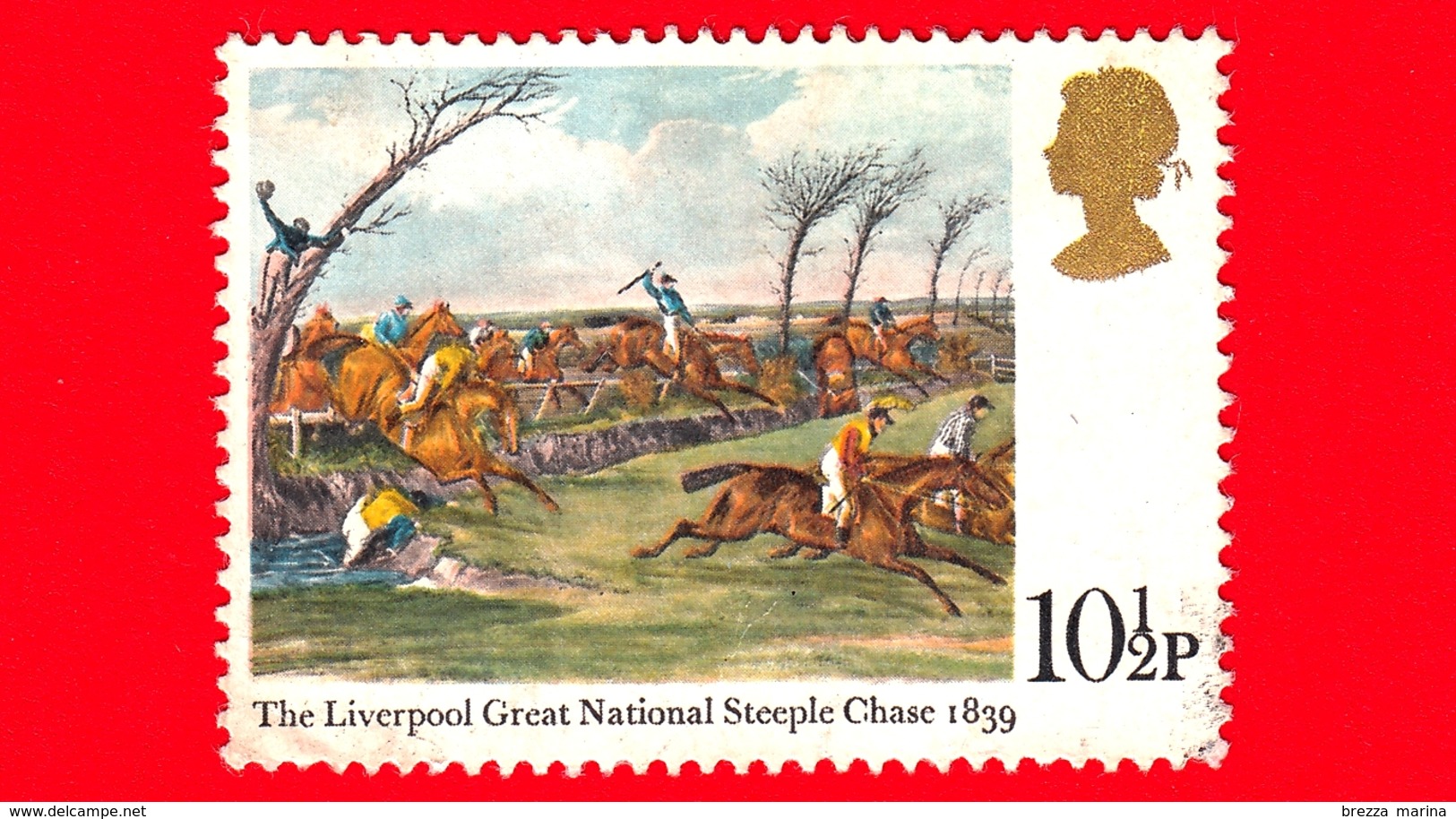 GB  UK GRAN BRETAGNA - Usato 1979 - Dipinti Di Corse Di Cavalli - The Liverpool Great National Steeple Chase 1839 - 10½ - Used Stamps