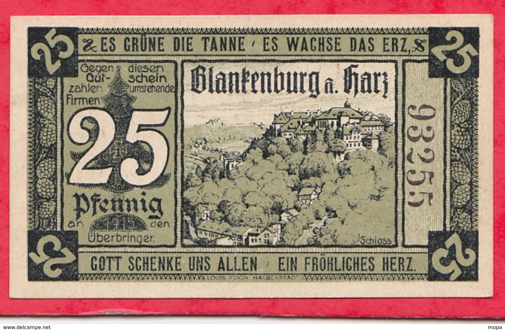 Allemagne 1 Notgeld De 25 Pfenning  Stadt Blankenburg Dans L 'état  N °3894 - Collections