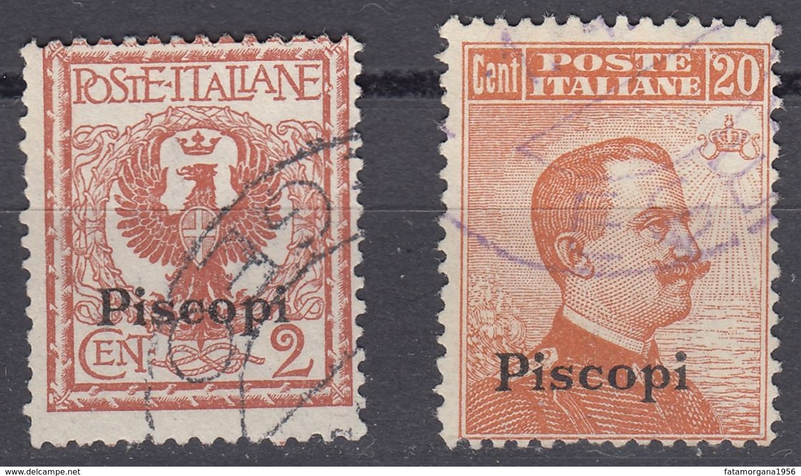 ITALIA - PISCOPI - Due Valori Usati: Unificato 1 E 10. - Ägäis (Piscopi)