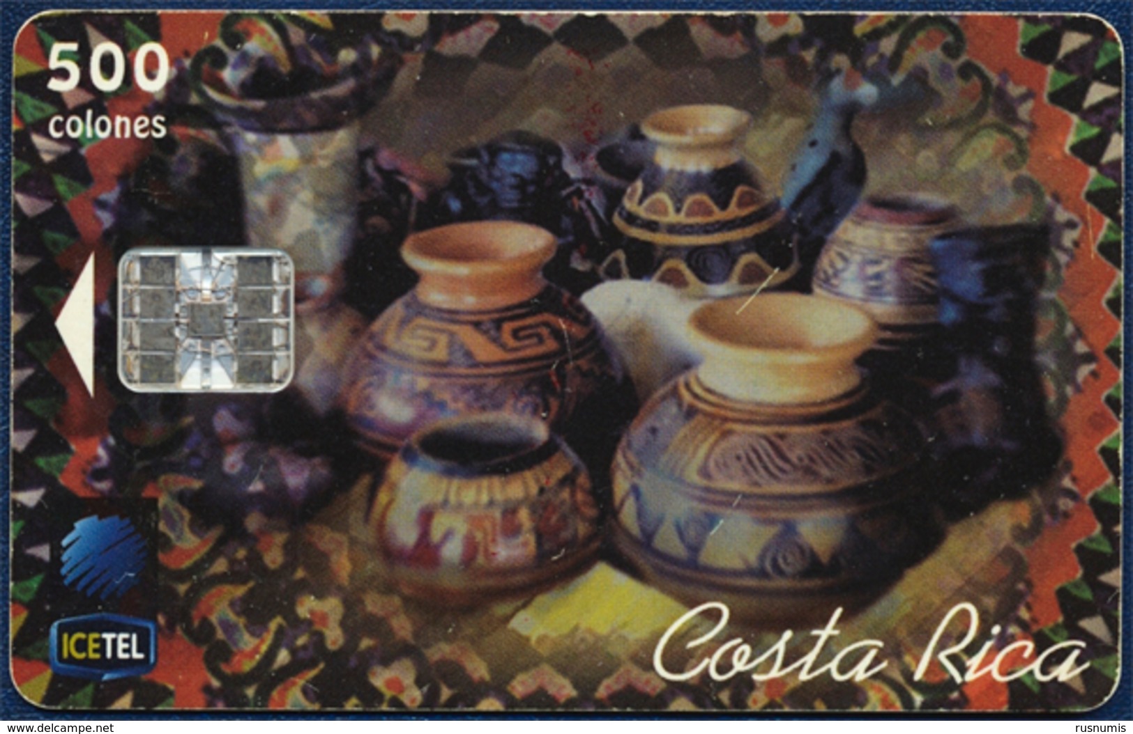 COSTA RICA ICETEL 500 COLONES UNITS CHIP PHONECARD TELECARTE TRADITIONAL HANDYCRAFT POTTERY GOOD USED - Costa Rica