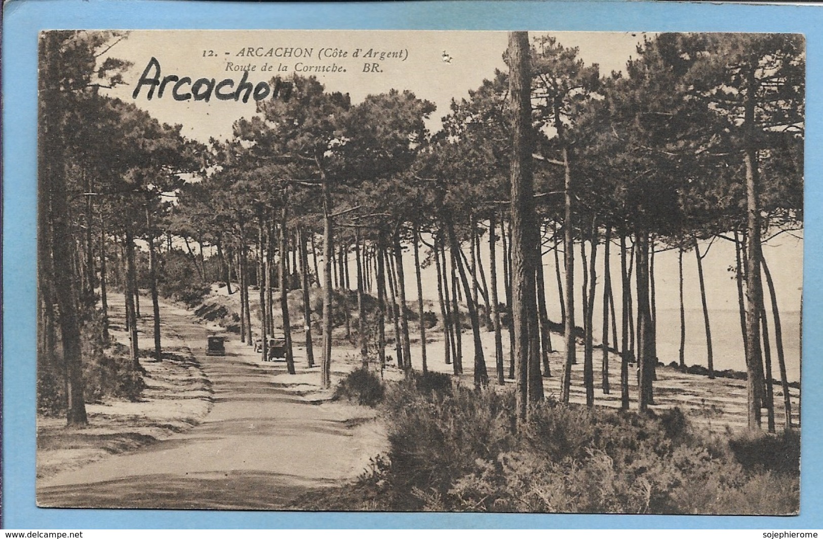 Arcachon (33) Route De La Corniche 2 Scans Voitures 01-08-1932 (pour Chelles) - Arcachon