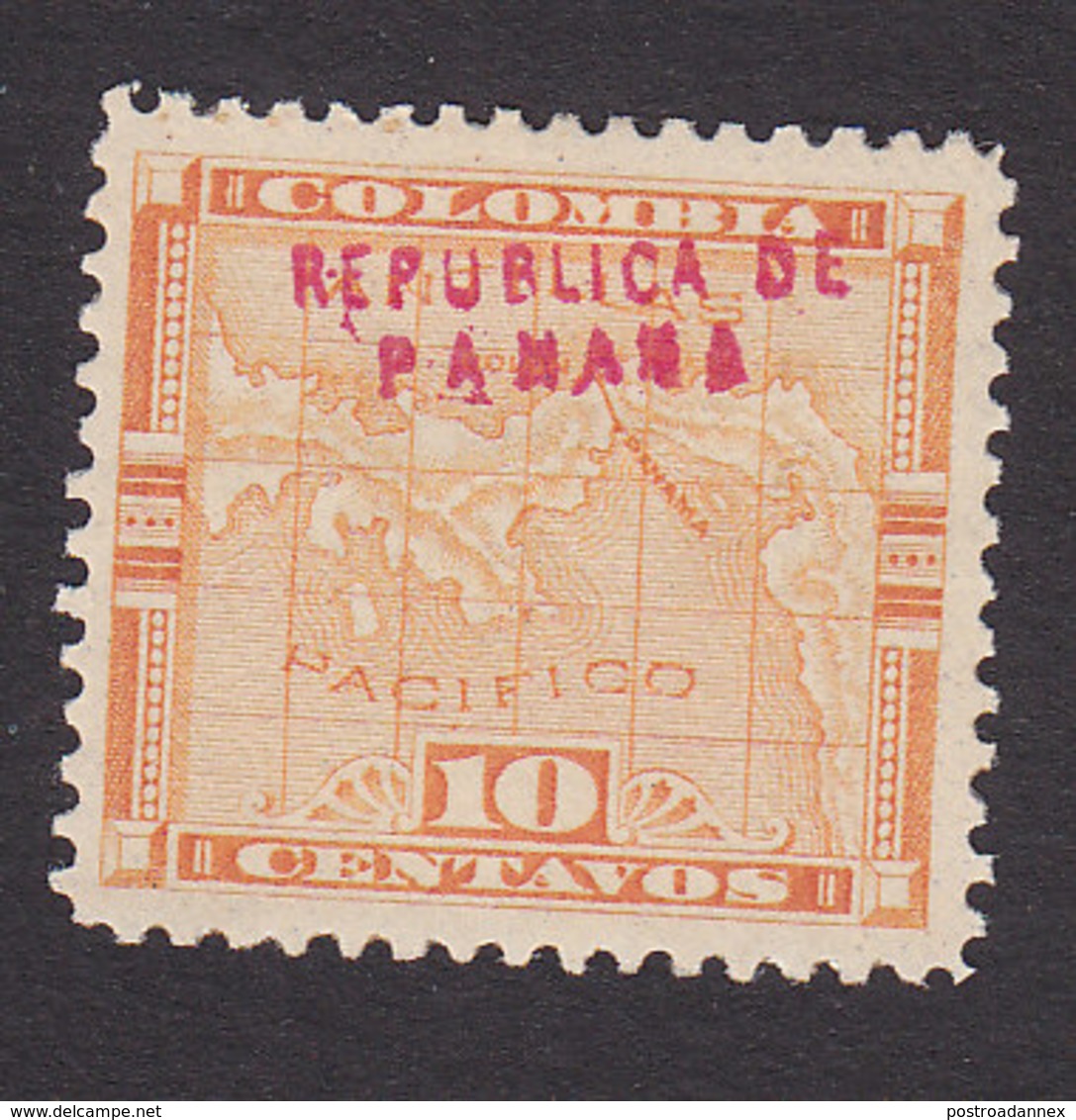 Panama, Scott #54, Mint Hinged, Map Overprinted, Issued 1903 - Panama