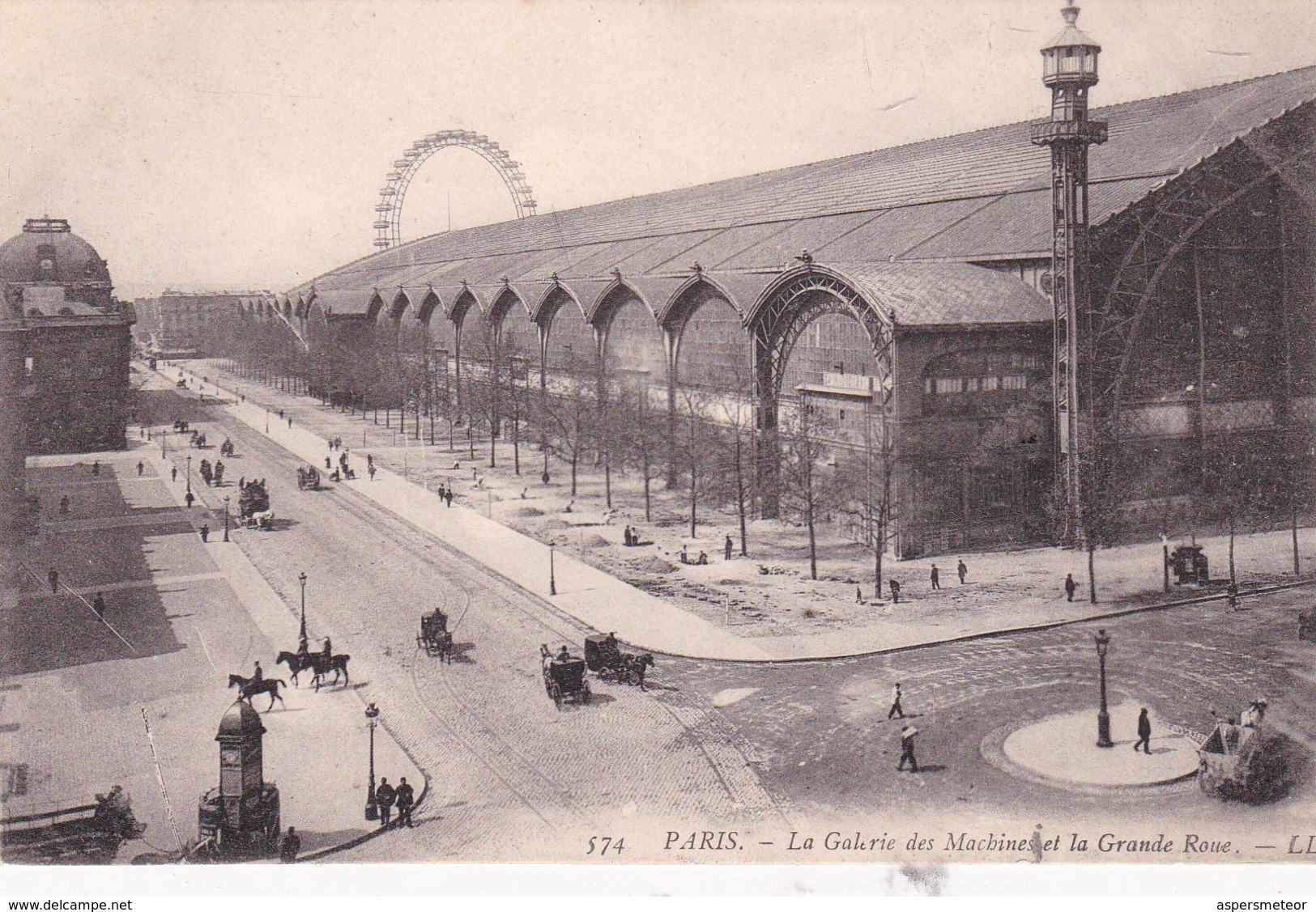 PARIS. LA GALERIE DES MACHINES ET LA GRANDE ROUE. LL. CHARRIOT VINTAGE VIEW D'EPOQUE. CPA CIRCA 1905s - BLEUP - Other & Unclassified