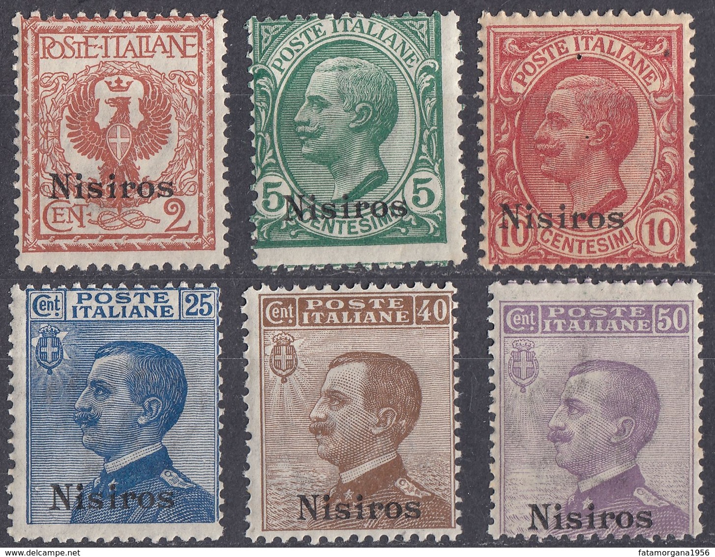 ITALIA - NISIROS - 1912 - Lotto Di 6 Valori Nuovi Non Linguellati: Unificato 1/3 E 5/7. - Egeo (Nisiro)