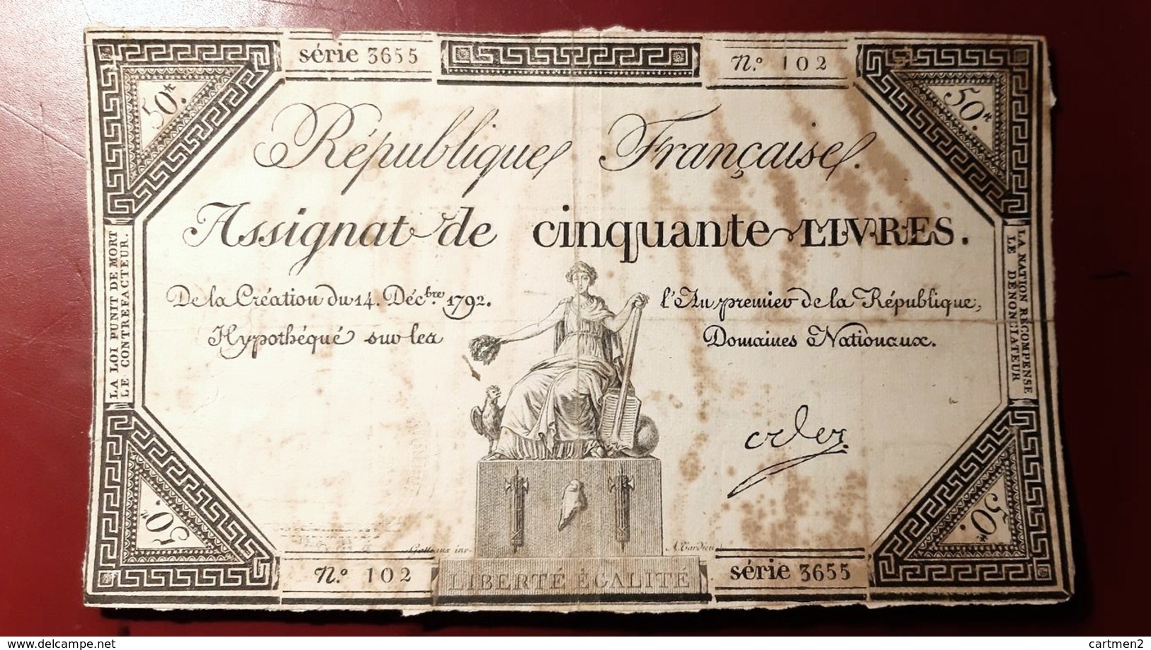 ASSIGNAT DE DEUX CINQUANTE LIVRES 250 LIVRES MONNAIE BILLET PHOTO RECTO-VERSO NUMISMATIQUE - Assegnati