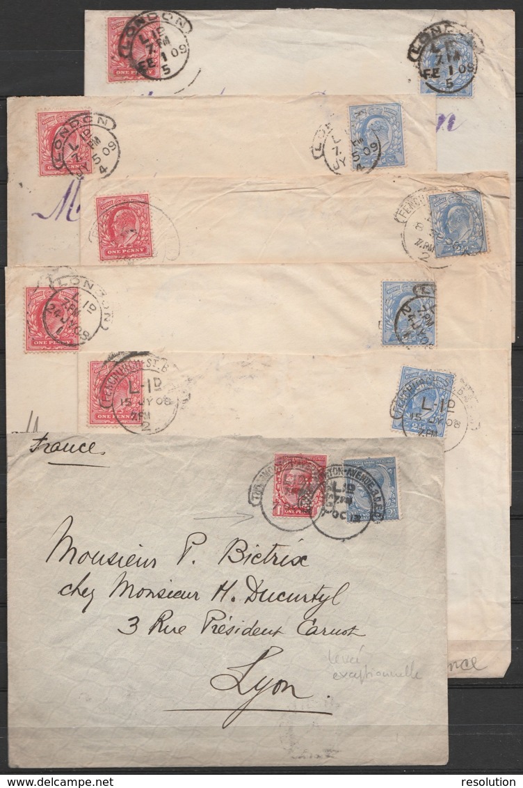 Lot 36 Lettres En Levée Exceptionnelle LI LATE FEE (LONDON, EASTCHEAPE, FENCHURCH St, THORMONGTON Av, TREADNEEDLE St, LI - Storia Postale