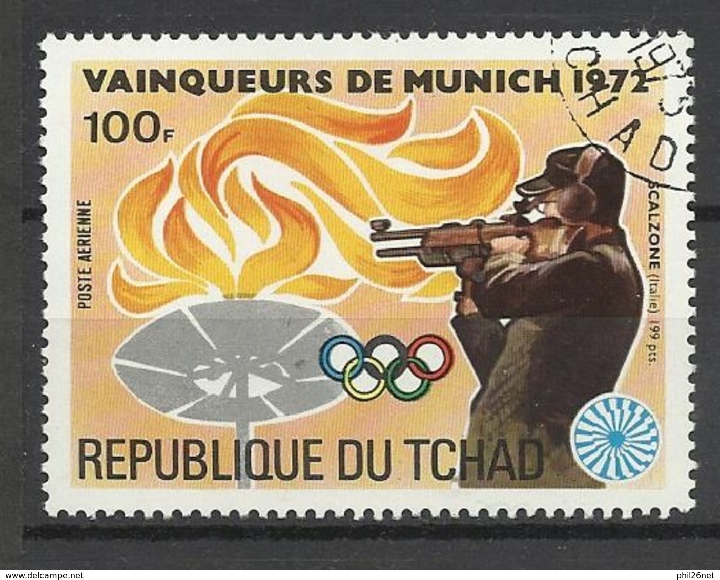 Tchad PA N° 142A Vainqueurs Aux Jeux Olympiques De Munich 1972  Scalzone Italie  Tir    Oblitéré TB  - Tiro (armi)