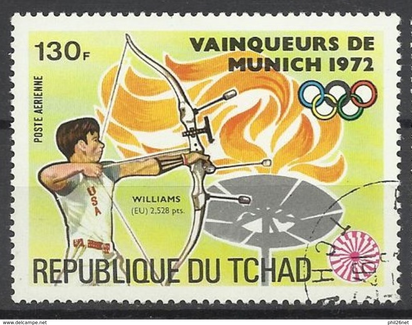 Tchad PA N° 142B Vainqueurs Aux Jeux Olympiques De Munich 1972   Williams  USA   Tir  à L'Arc  Oblitéré TB  - Archery