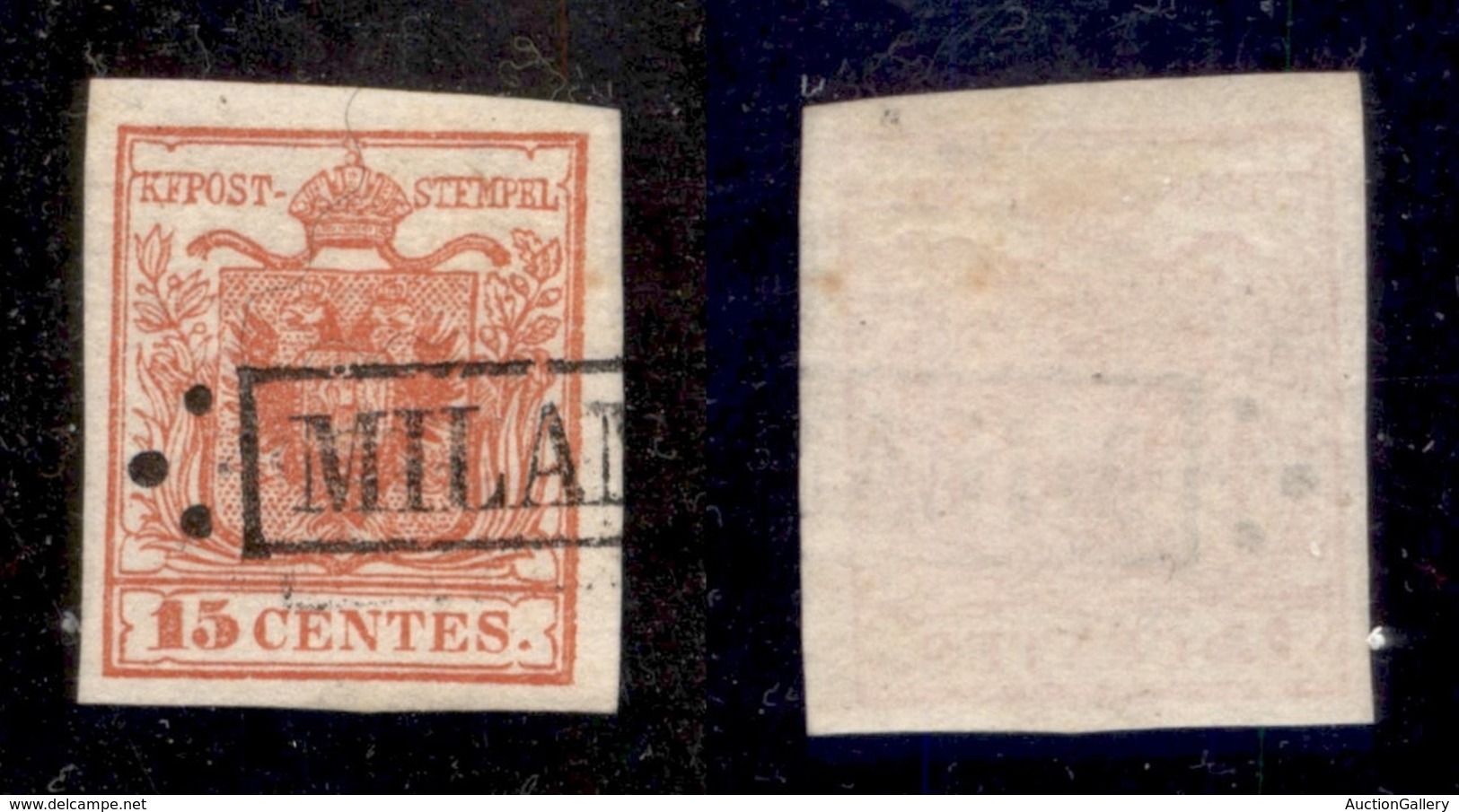 ANTICHI STATI - LOMBARDO VENETO - 1850 - 15 Cent (3 A - Prima Tiratura) - Usato A Milano (75) - Andere & Zonder Classificatie